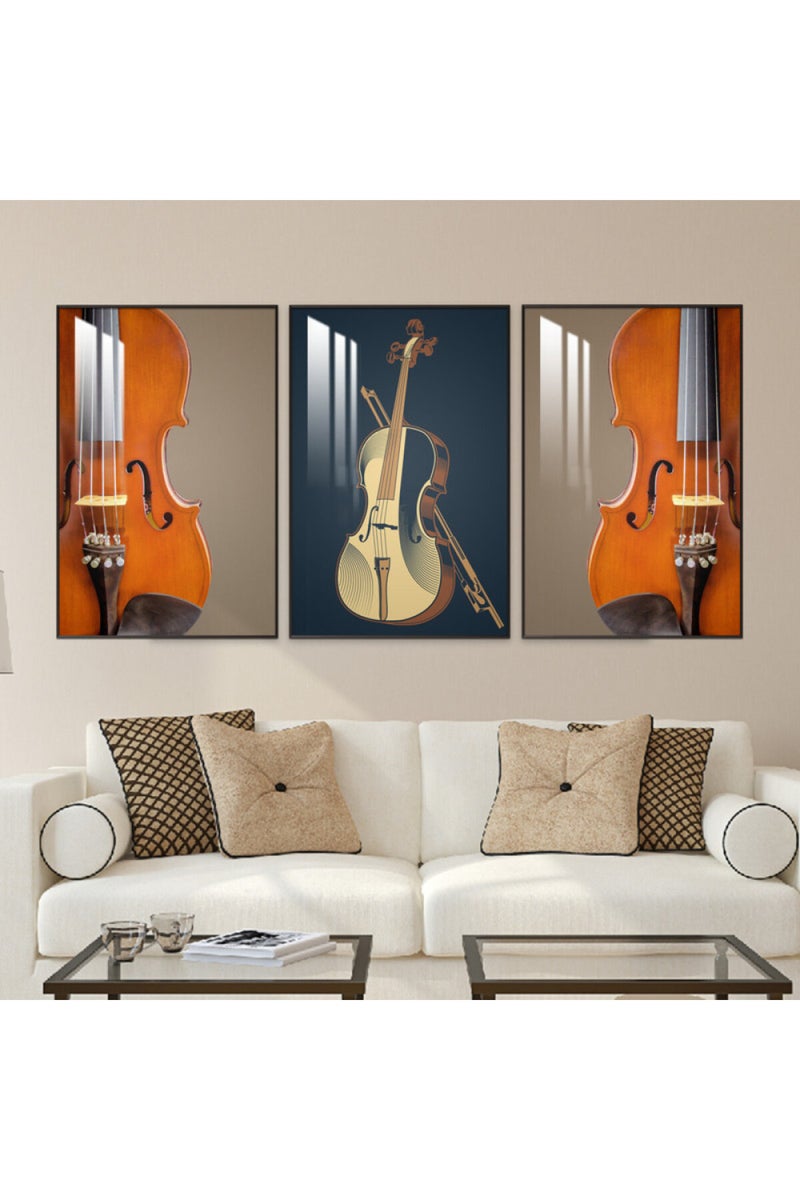 Marktna Three wooden wall painting with a frame and a clear acrylic layer - Image 1