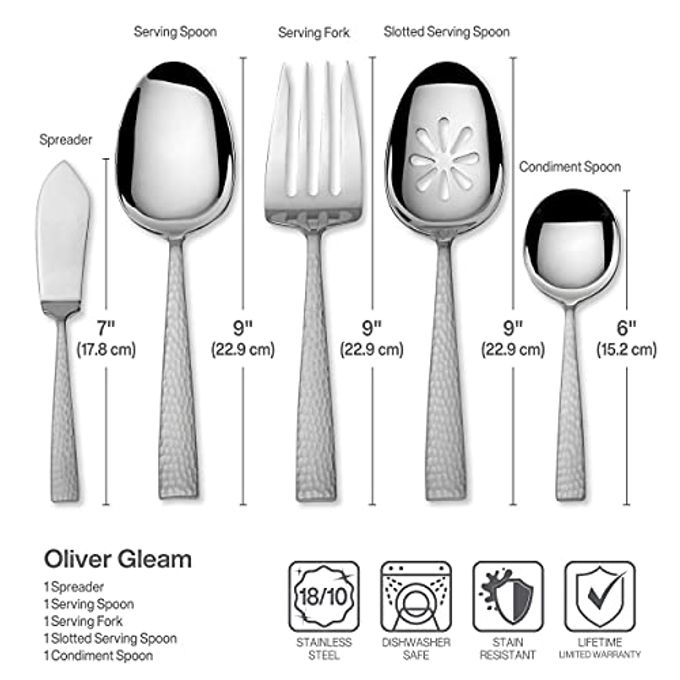 Mikasa , Oliver Gleam Flatware Service for 12, 65 Piece Set, 18/10 Stainless Steel, Silverware Set with Serving Utensils - Image 3