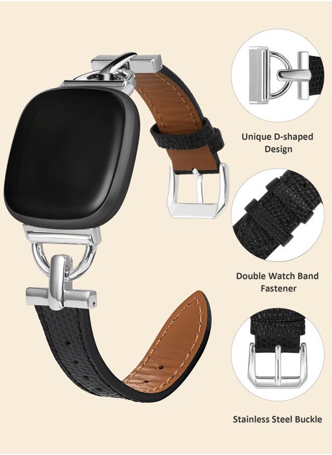 Wearlizer Women's Leather Band for Fitbit Versa 3/4/Sense 2 - Elegant D-Shape Metal Buckle, Premium Leather, Skin-Friendly, Secure Connectors, 1 Year Warranty  - Image 4