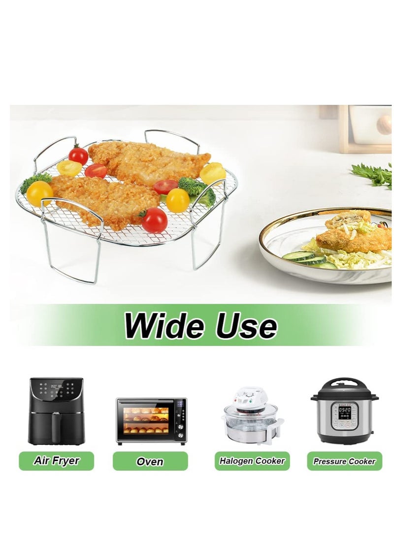 8 inch Air Fryer Rack, Square Stainless Steel Dehydrator Rack, Air Fryer Basket Tray, Air Fryer Accessories Dishwasher Safe Fit for Oven, Compatible with Most Air Fryer - Image 2