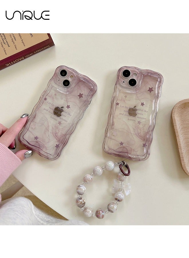 Unique Compatible with iPhone 15 Cases, Gradient Purple Cases, Star Cases, Sleek and Simple Cases - TPU Drop Protection - With Lanyard - Image 4