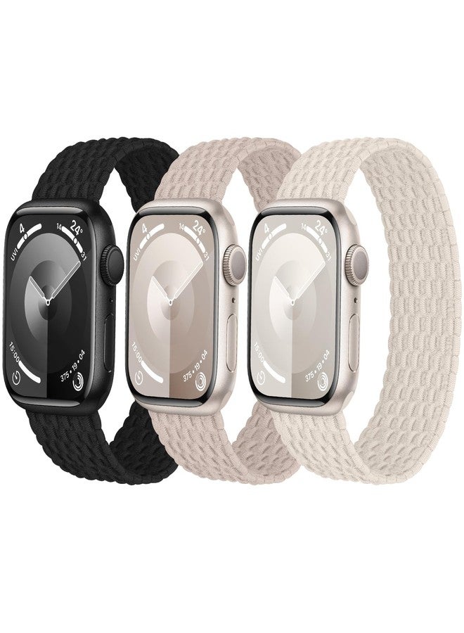 Knossen 3 Pack Stretchy Braided Solo Loop Compatible with Apple Watch Band 40mm 41mm 42mm 38mm 44mm 45mm 46mm 49mm Women Men, Elastic Nylon Solace Straps for iWatch Series 10 9 8 7 6 5 4 3 Ultra 2 SE 2 - Image 1