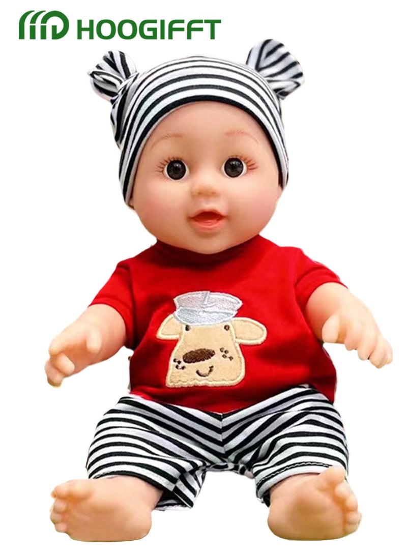 HOOGIFFT 11inch Girl Soft Body Silicone Realistic Baby Doll, Reborn Baby Dolls Lifelike Newborn Dolls, 3D Simulation Collection Baby Doll with Red Cloths - Image 1