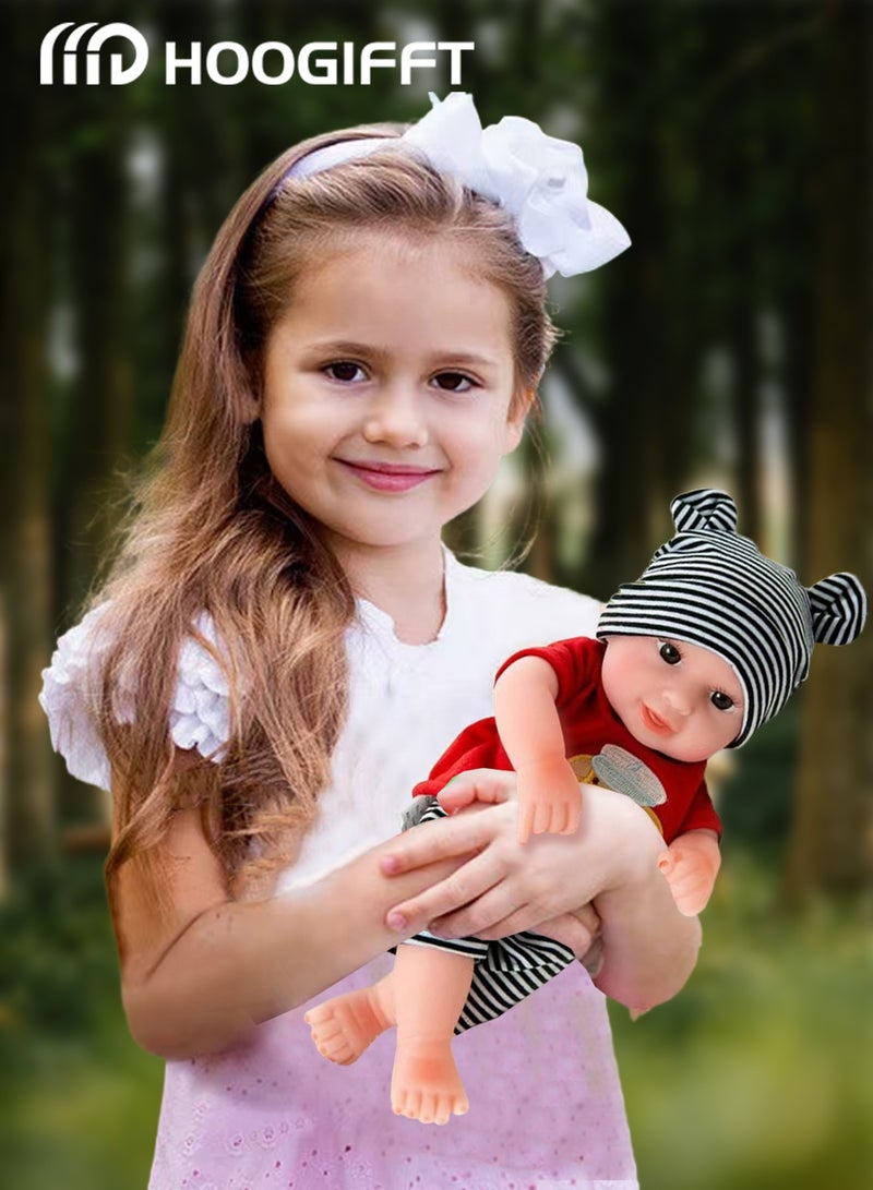 HOOGIFFT 11inch Girl Soft Body Silicone Realistic Baby Doll, Reborn Baby Dolls Lifelike Newborn Dolls, 3D Simulation Collection Baby Doll with Red Cloths - Image 4