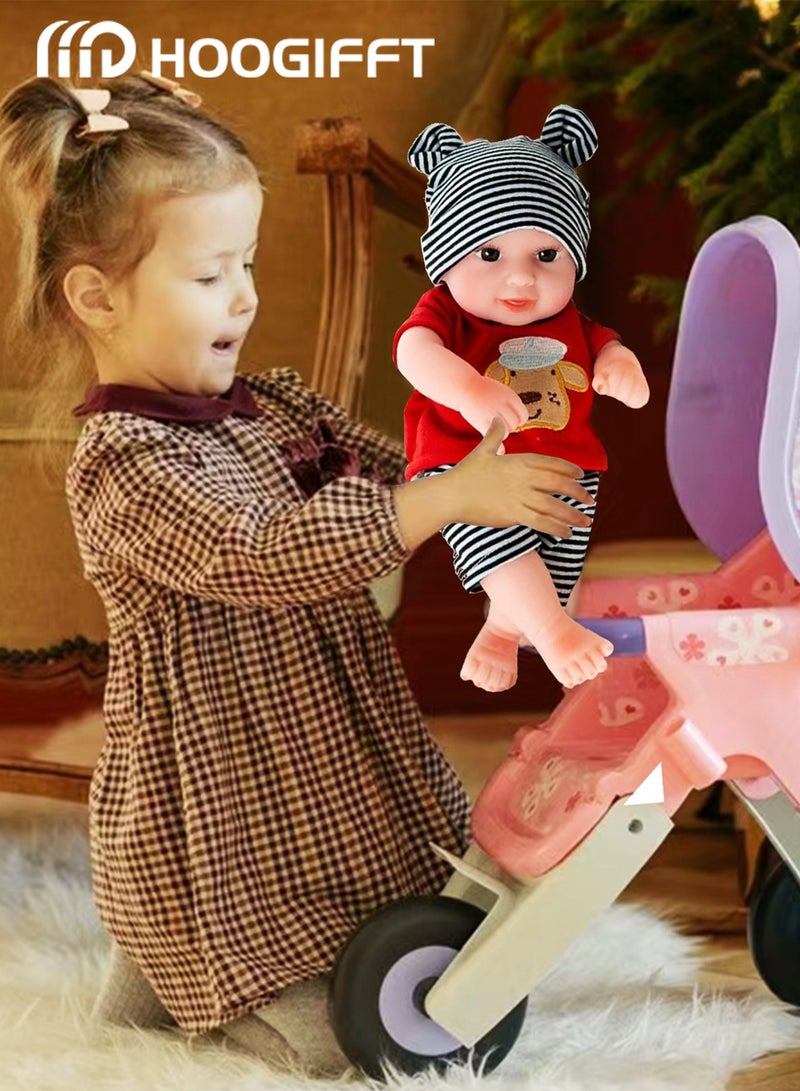 HOOGIFFT 11inch Girl Soft Body Silicone Realistic Baby Doll, Reborn Baby Dolls Lifelike Newborn Dolls, 3D Simulation Collection Baby Doll with Red Cloths - Image 5