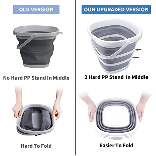 Craftend 2 Pack Collapsible Buckets 10L 2.6 Gallon Cleaning Bucket Mop Bucket Folding Foldable Portable Small Plastic Water Supplies for Outdoor Garden Camping Fishing Car Wash Space Saving Square - Image 3