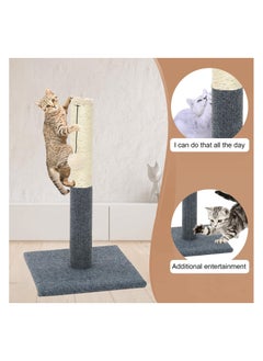 gluckluz Cat Scratching Post Made of Sisal Rope with Hanging Toy Suitable for Small and Large Cats and Suitable for Protecting Furniture from Scratching by Gluckluz Grey  - Image 2