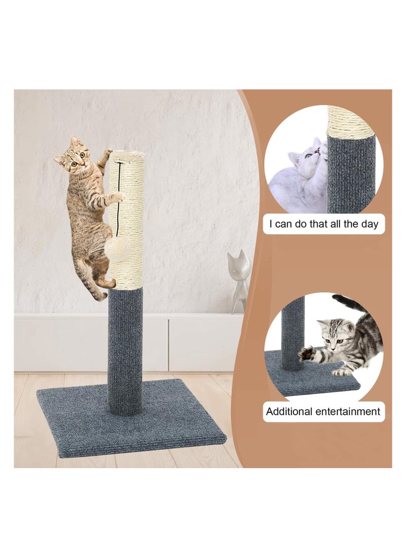 gluckluz - Cat Scratching Post Made of Sisal Rope with Hanging Toy Suitable for Small and Large Cats and Suitable for Protecting Furniture from Scratching by Gluckluz Grey - Image 1