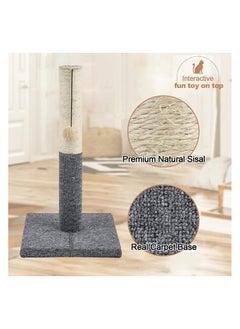 gluckluz Cat Scratching Post Made of Sisal Rope with Hanging Toy Suitable for Small and Large Cats and Suitable for Protecting Furniture from Scratching by Gluckluz Grey  - Image 4