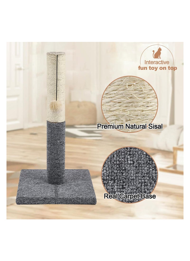gluckluz - Cat Scratching Post Made of Sisal Rope with Hanging Toy Suitable for Small and Large Cats and Suitable for Protecting Furniture from Scratching by Gluckluz Grey - Image 1