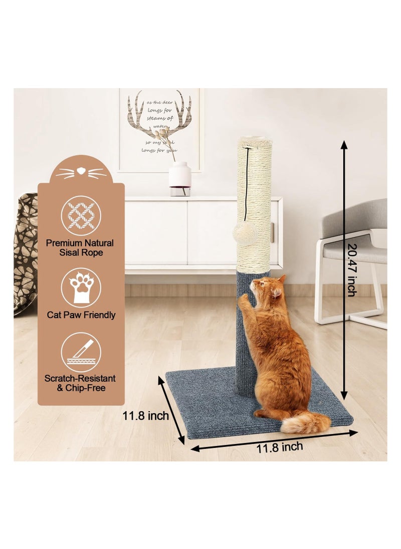 gluckluz - Cat Scratching Post Made of Sisal Rope with Hanging Toy Suitable for Small and Large Cats and Suitable for Protecting Furniture from Scratching by Gluckluz Grey - Image 1