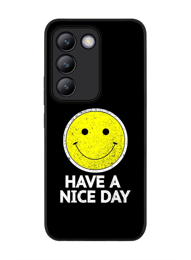 Stylizedd Rugged Black edge case for Vivo V30 Lite 5G, Slim fit Soft Case Flexible Rubber Edges Anti Drop TPU Gel Thin Cover -  Have a nice day - Image 1