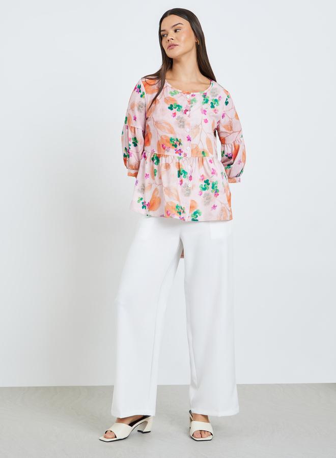 Take Two Women Floral Print 3/4 Sleeve Top - Image 2
