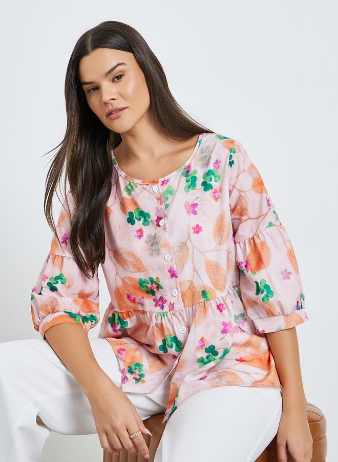 Take Two Women Floral Print 3/4 Sleeve Top - Image 5