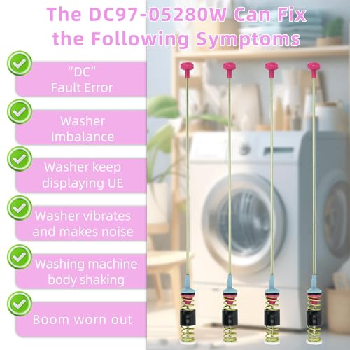 APPLIANCEMATES WA50R5200AW/US WA50R5400AV/US Suspension Rods Kits for Samsung Washer WA45T3200AW/A4,Replaces WA45M7050AW/A4 WA45T3400AV/A4 WA45N3050AW/A4 WA50T5300AC - Image 4