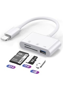 Multi-function Type-c Android Otg Adapter Usb 15 Three-in-one Sd/tf Card/u-disk Compatible Memory Card Reader-Color:White Apple  Pearlescent Bag Packaging