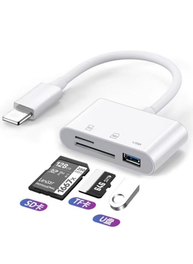 Generic - Multi-function Type-c Android Otg Adapter Usb 15 Three-in-one Sd/tf Card/u-disk Compatible Memory Card Reader-Color:White Apple  Pearlescent Bag Packaging - Image 1