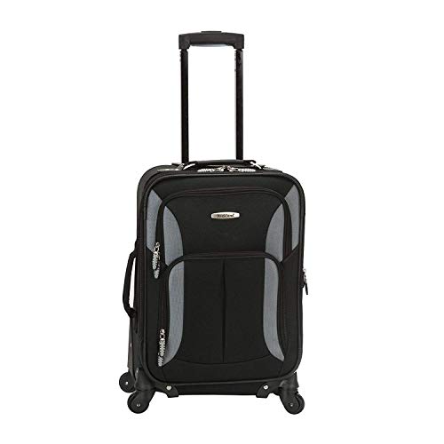 Rockland Pasadena Softside Spinner Wheel Luggage BlackGray CarryOn 20Inch