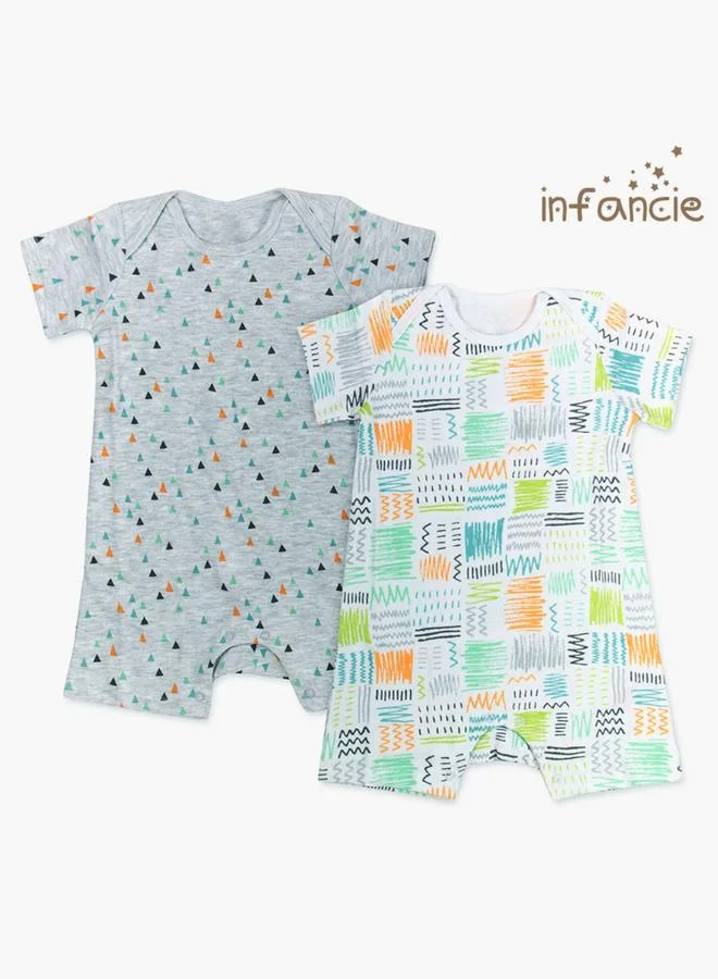 Luna & Lily Pack of 2 - Baby Girls All Over Print Romper