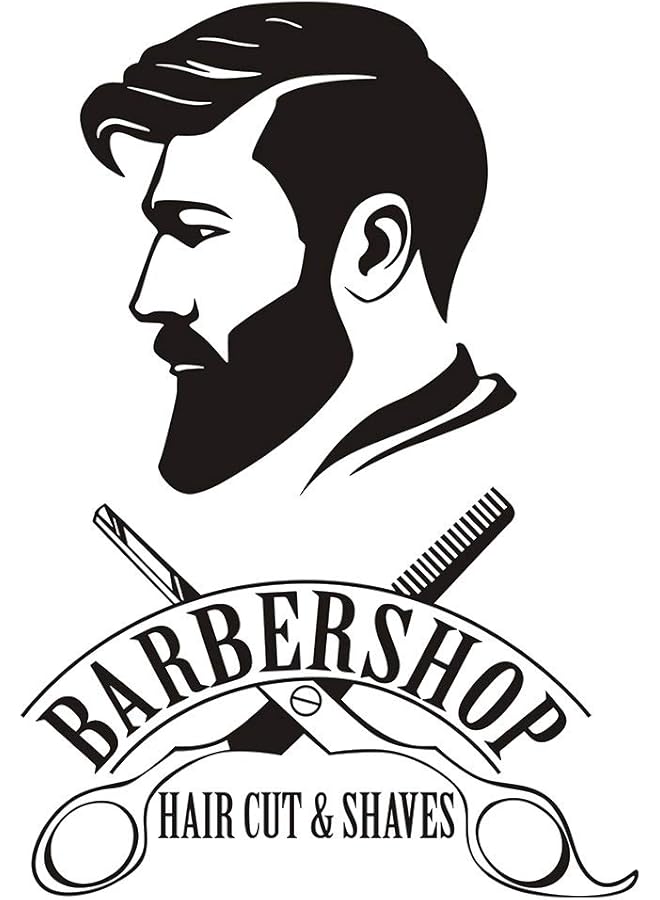 erorex Wall Decal Barber Shop Haircut Shaves Hair Salon Logo Stickers Mural Large Decor Black - Image 1