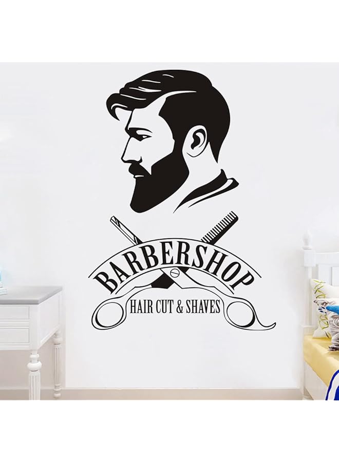 erorex Wall Decal Barber Shop Haircut Shaves Hair Salon Logo Stickers Mural Large Decor Black - Image 2