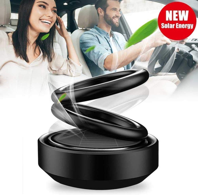 LNT Solar Perfume Double Ring Rotating Fragrance Auto Pearl-Organc Air Freshener Oil for Car (BLACK) - Image 3