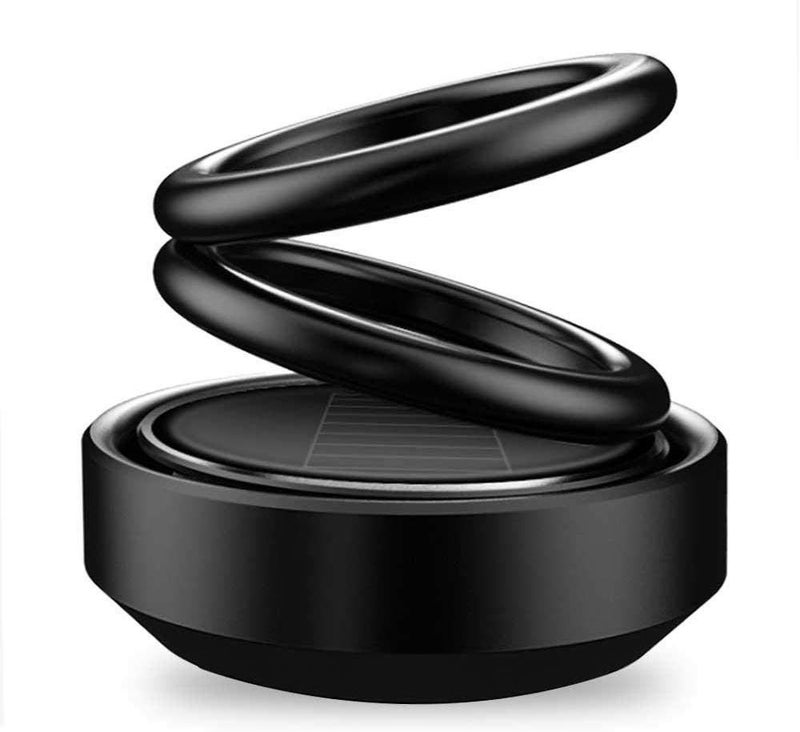 LNT Solar Perfume Double Ring Rotating Fragrance Auto Pearl-Organc Air Freshener Oil for Car (BLACK) - Image 1