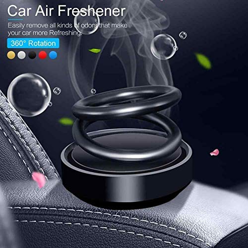 LNT Solar Perfume Double Ring Rotating Fragrance Auto Pearl-Organc Air Freshener Oil for Car (BLACK) - Image 2
