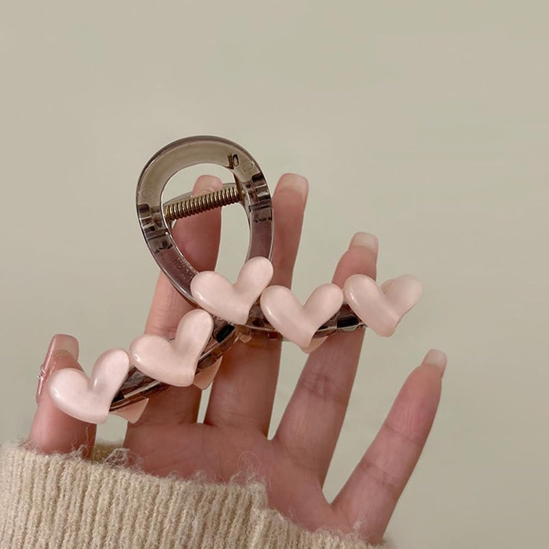 S.A.V.I SAVI Stylish Nude Pink HeartShaped Hair Clip  Trendy Hair Clutch for Women  Girls  Elegant Hair Accessory for Ponytails  Updos  Durable Design - Image 3