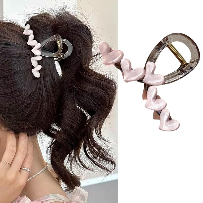S.A.V.I SAVI Stylish Nude Pink HeartShaped Hair Clip  Trendy Hair Clutch for Women  Girls  Elegant Hair Accessory for Ponytails  Updos  Durable Design - Image 1