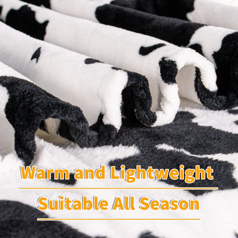 SEEGU Cow Print Blanket King Size - 300GSM Lightweight Plush Blankets and Throws Blanket Fuzzy Cozy Soft Fleece Cow Print Blankets for Couch  Sofa  Bed  Travel  Camping 90x108 in - Image 5