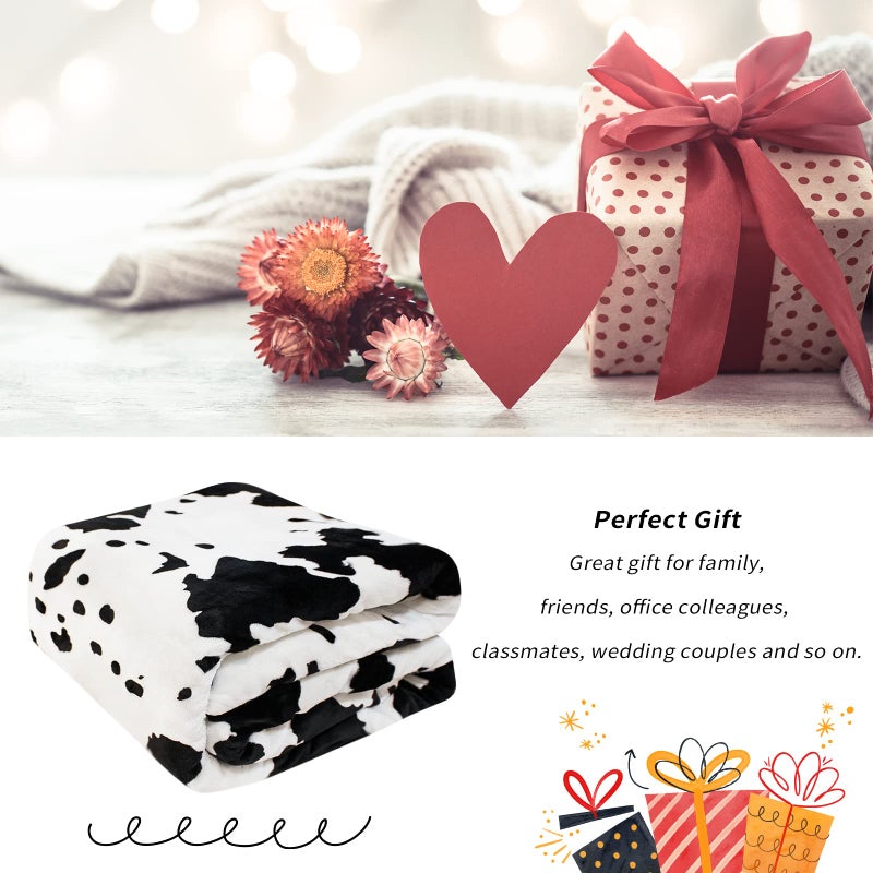 SEEGU Cow Print Blanket King Size - 300GSM Lightweight Plush Blankets and Throws Blanket Fuzzy Cozy Soft Fleece Cow Print Blankets for Couch  Sofa  Bed  Travel  Camping 90x108 in - Image 4