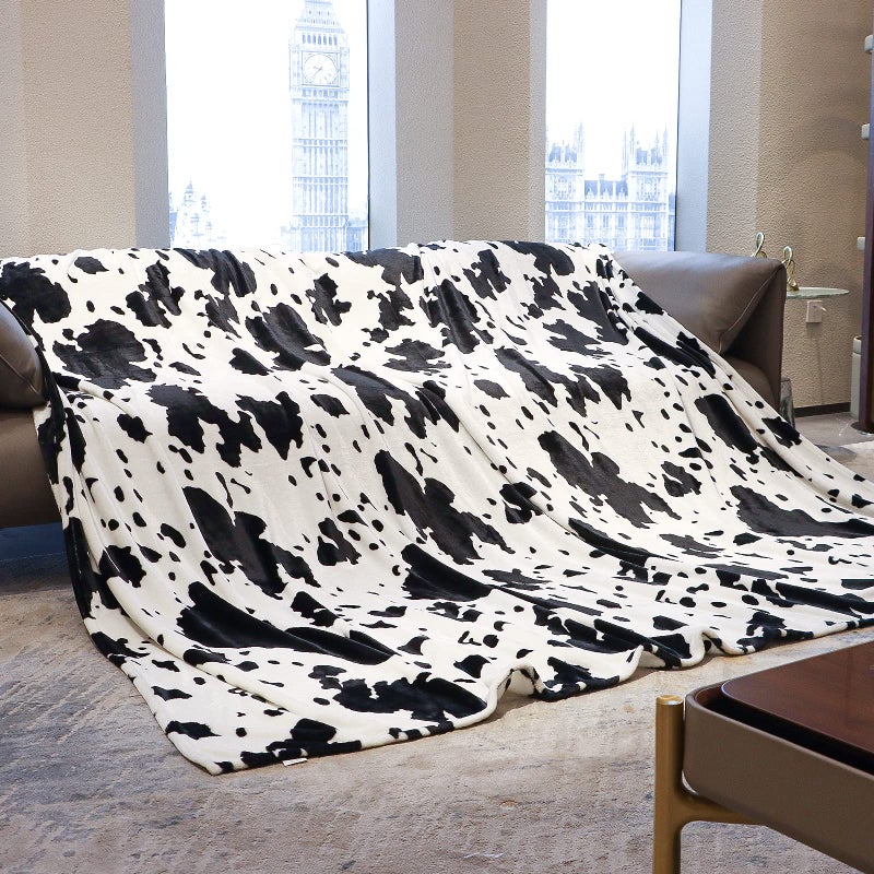 SEEGU Cow Print Blanket King Size - 300GSM Lightweight Plush Blankets and Throws Blanket Fuzzy Cozy Soft Fleece Cow Print Blankets for Couch  Sofa  Bed  Travel  Camping 90x108 in - Image 1