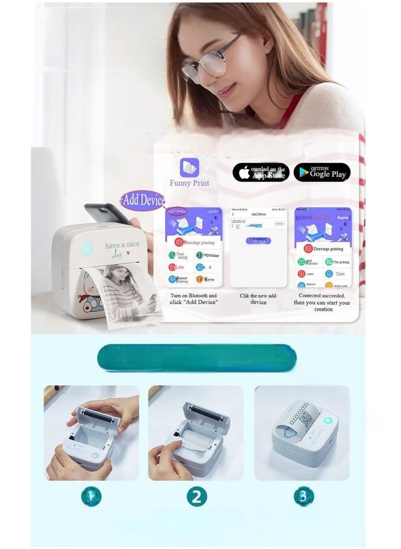 Hugifts Portable Wireless Printer Mini Pocket Bluetooth Thermal Printer, Portable Printer, Sticker Maker, For Office Organization, Home Kitchen, School. Compatible with Android iOS smartphones for labeling, receipts, photos, notes, and memos  - Image 4