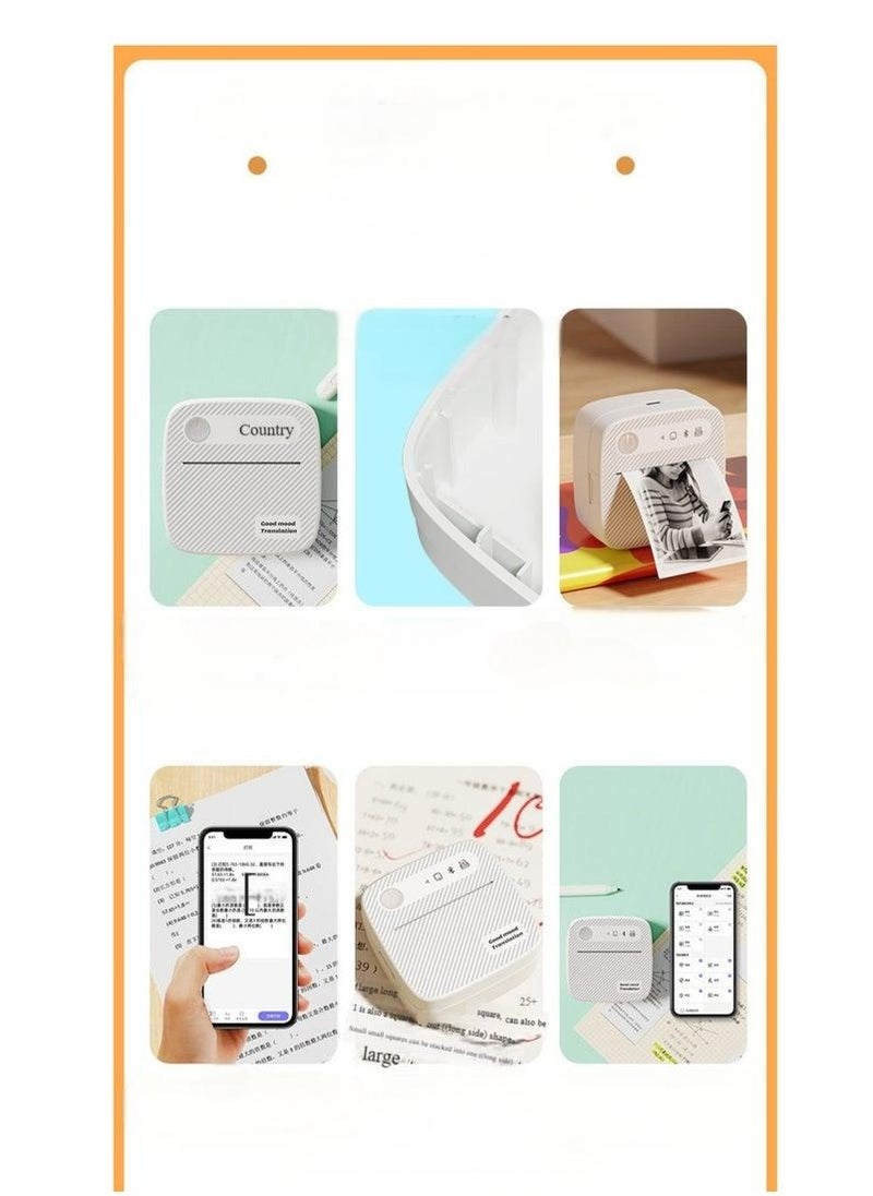 Hugifts Portable Wireless Printer Mini Pocket Bluetooth Thermal Printer, Portable Printer, Sticker Maker, For Office Organization, Home Kitchen, School. Compatible with Android iOS smartphones for labeling, receipts, photos, notes, and memos  - Image 2