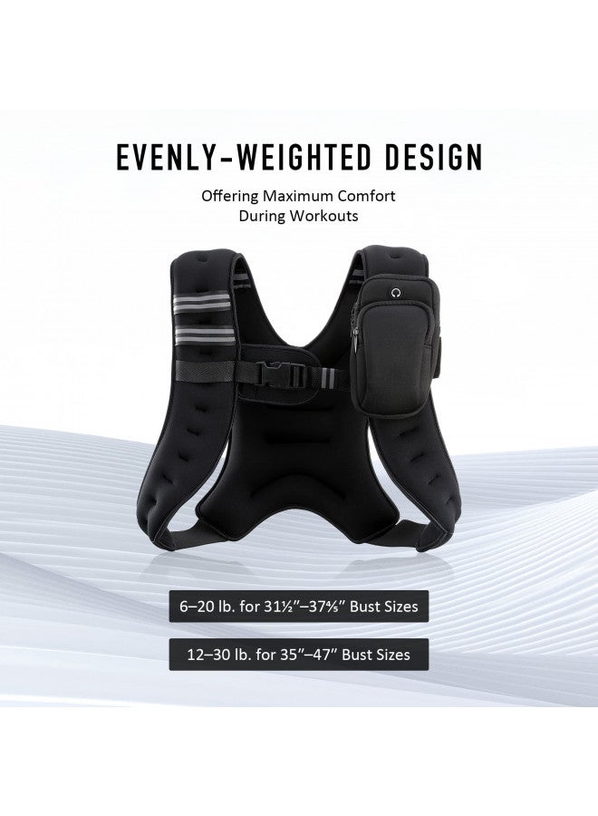 ZELUS ZELUS Weighted Vest, 6lb/8lb/12lb/16lb/20lb/25lb/30lb Weight Vest with Reflective Stripe for Workout, Strength Training, Running, Fitness, Muscle Building, Weight Loss, Weightlifting (20 lb, Black)  - Image 2