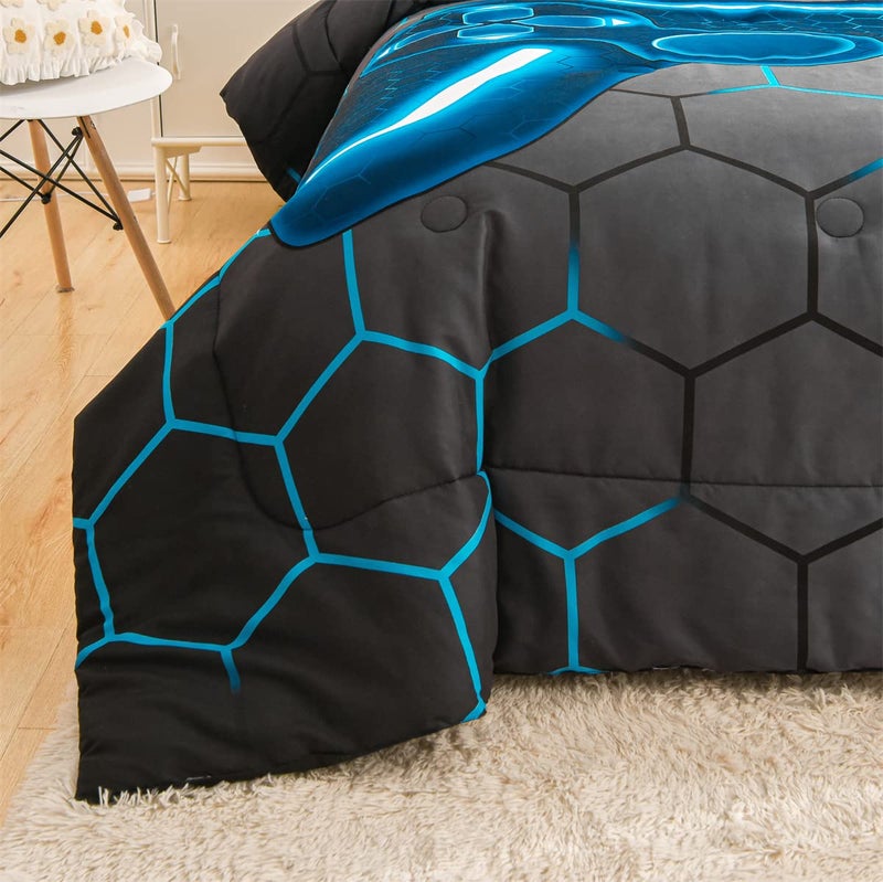 NTBED Game Console Comforter Set for Boys Girls Kids Geometric Lightweight Microfiber Bedding Sets (Blue, Full) - Image 5