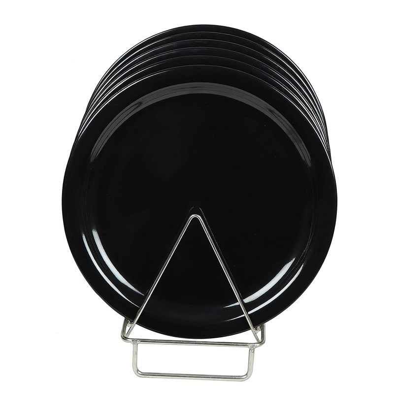 Coolkart Polypropylene Microwave Safe Break Resistant Dinner Plates 6 Pieces Black Round - Image 1