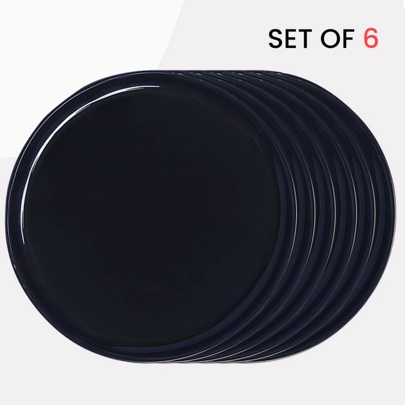 Coolkart Polypropylene Microwave Safe Break Resistant Dinner Plates 6 Pieces Black Round - Image 2