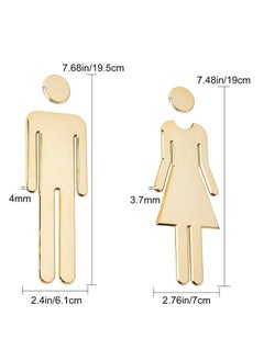 Generic Toilet Signs Self Adhesive for Ladies and Gentlemen Washroom Door Signs Bathroom WC Door Boys and Girls Logo Signage Toilet Wall Label Stickers for Home Hotel Office Store Parking Restaurant (Gold)  - Image 3