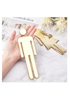Generic Toilet Signs Self Adhesive for Ladies and Gentlemen Washroom Door Signs Bathroom WC Door Boys and Girls Logo Signage Toilet Wall Label Stickers for Home Hotel Office Store Parking Restaurant (Gold)  - Image 4