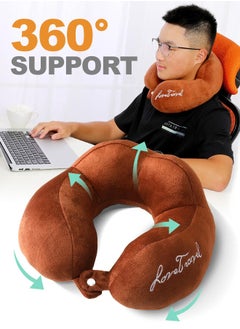 Generic Travel Neck Pillow - Lightweight Fleece Casing Extra Comfort Memory Foam - U-Shaped Neck Pillow for Travelling, Beige  - Image 4