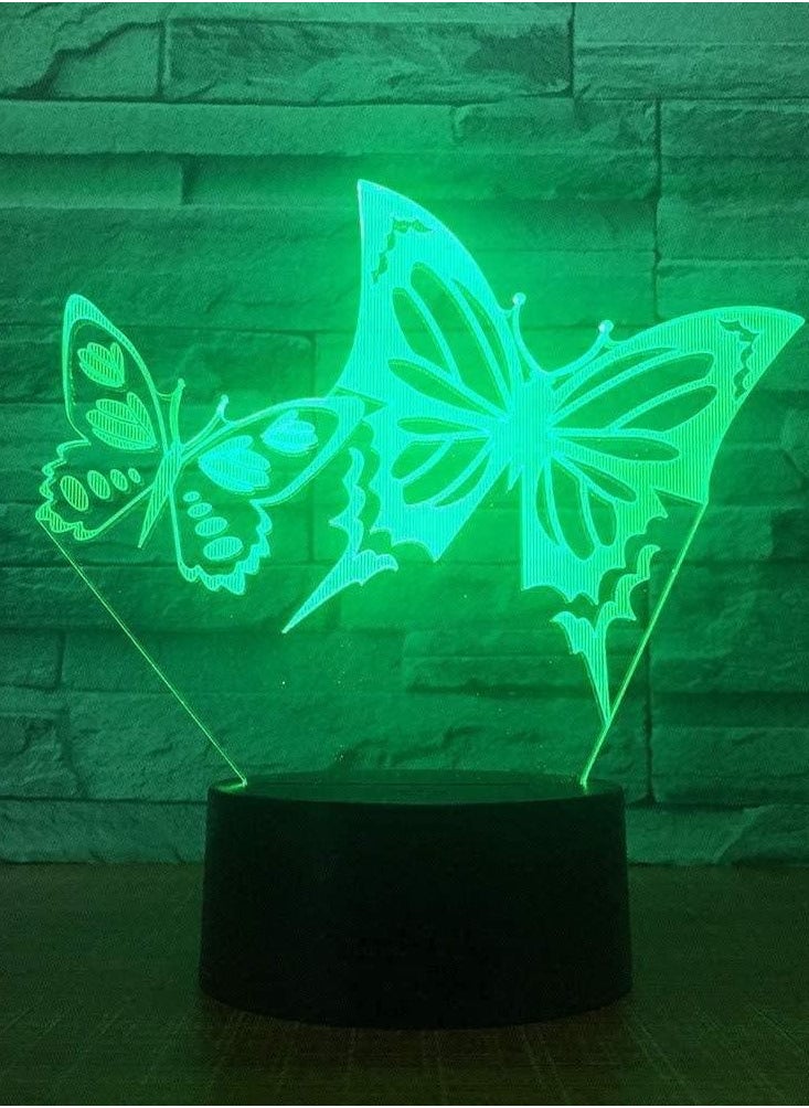althiqahkey - Butterfly Wings LED Multicolor Night Light 3D LED Acrylic Panel Stereo Illusion Table Desk Lamp Multicolor Bulbing Light With Touch 7/16 Colors - Image 1