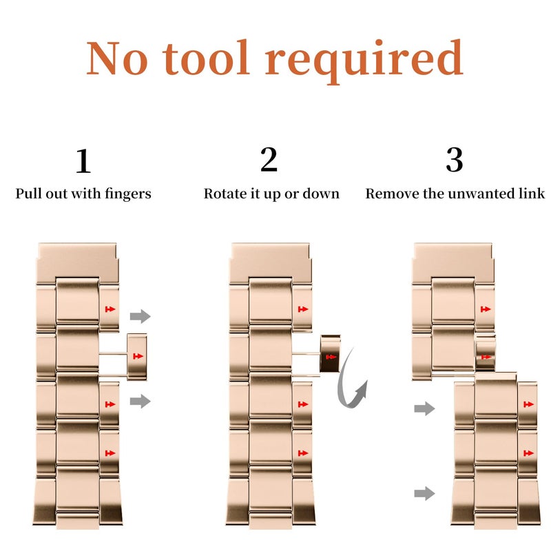 Fullmosa أشرطة ساعة آبل متوافقة مع Fullmosa بدون أدوات 41 مم 40 مم 38 مم، حزام سلسلة فولاذي مقاوم للصدأ نحيف مع علبة لسلسلة iWatch 9/8/7/6/5/4/3/2/1/SE2/SE، ذهب وردي - Image 2