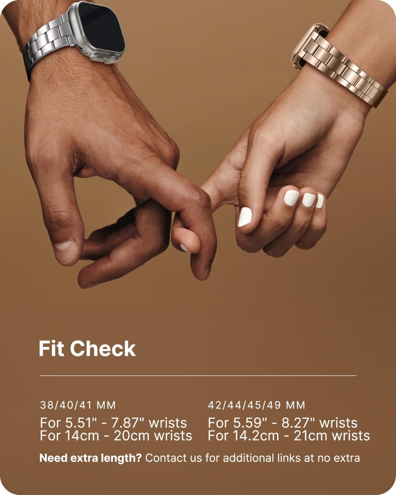 Fullmosa أشرطة ساعة آبل متوافقة مع Fullmosa بدون أدوات 41 مم 40 مم 38 مم، حزام سلسلة فولاذي مقاوم للصدأ نحيف مع علبة لسلسلة iWatch 9/8/7/6/5/4/3/2/1/SE2/SE، ذهب وردي - Image 5