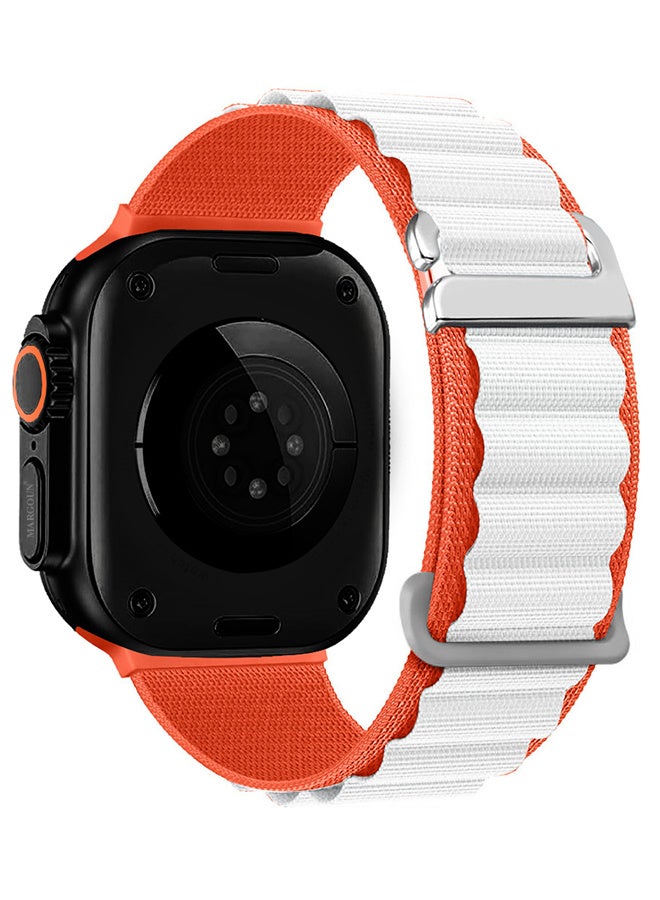 Replacement Band for Apple Watch Band 49mm 46mm 45mm 44mm - Alpine Loop Band for Women Men - Adjustable With Metal G-Hook Strap For iWatch Ultra Series SE 8/7/6/5/4/3/2/1 -  Orange/White - Image 1