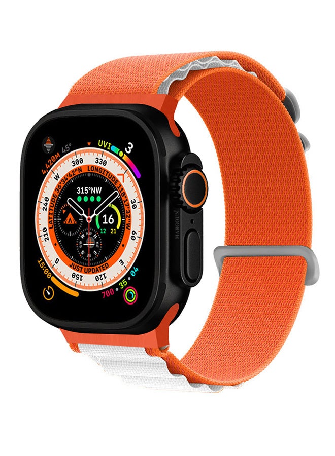 Replacement Band for Apple Watch Band 49mm 46mm 45mm 44mm - Alpine Loop Band for Women Men - Adjustable With Metal G-Hook Strap For iWatch Ultra Series SE 8/7/6/5/4/3/2/1 -  Orange/White - Image 5