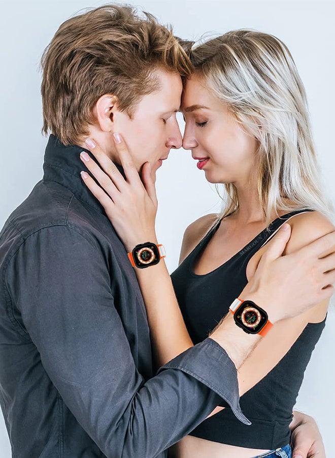 Replacement Band for Apple Watch Band 49mm 46mm 45mm 44mm - Alpine Loop Band for Women Men - Adjustable With Metal G-Hook Strap For iWatch Ultra Series SE 8/7/6/5/4/3/2/1 -  Orange/White - Image 4