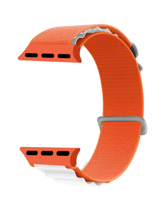 Replacement Band for Apple Watch Band 49mm 46mm 45mm 44mm - Alpine Loop Band for Women Men - Adjustable With Metal G-Hook Strap For iWatch Ultra Series SE 8/7/6/5/4/3/2/1 -  Orange/White - Image 2
