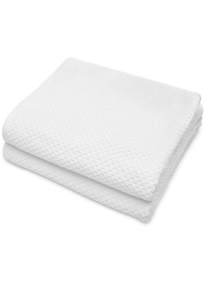 COTTON CRAFT- Euro Spa Set of 2 Luxury Waffle Weave Bath Sheets, Oversized Pure Ringspun Cotton, 35 inch x 70 inch, White - Image 1